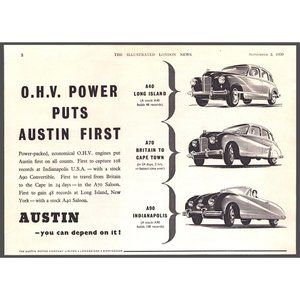 1950 Austin Motor Company A40 A70 A90 Vintage Print Ad Classic Car Wall Art